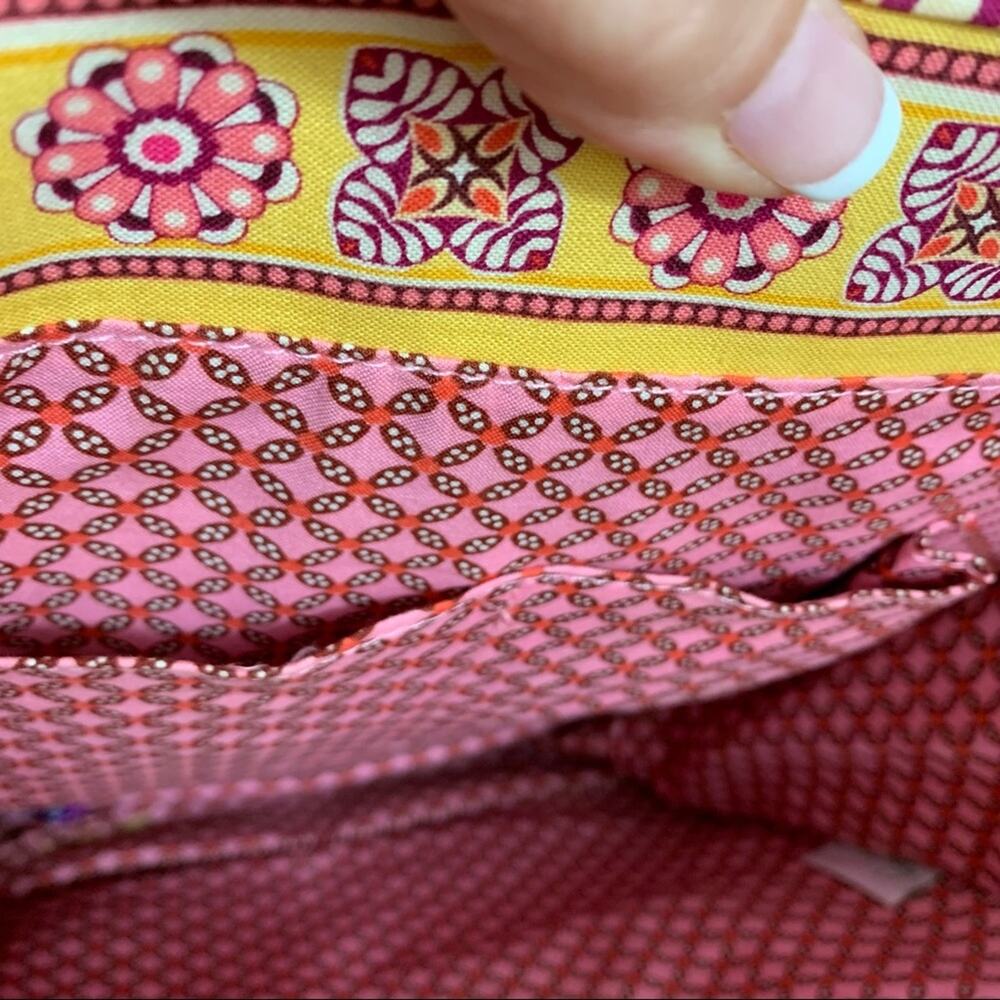 Vera Bradley Bali Gold Yellow Floral Woven Wicker Cane Shoulder Tote Bag - Picture 4 of 8